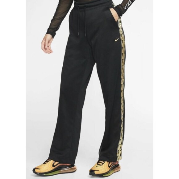Nike Women's Black & Gold Swoosh Athletic Sweatpants Joggers - Picture 2 of 10